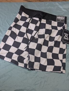 NEW Arsenic Kids Black & White Checkerboard Shorts Size 9/10 *C22